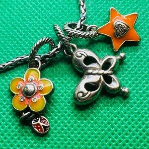 Authentic Brighton Orange, Yellow Flower, Butterfly and Star Charm. CHARMS ONLY